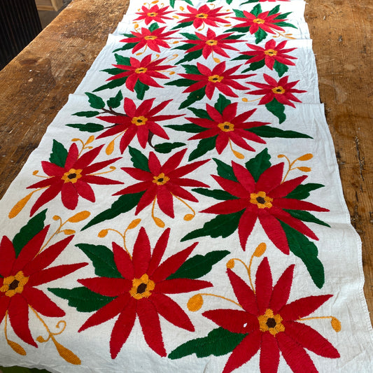 Large Otomi Runner- Poinsettias B