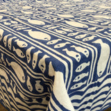 Striped Blue Fish Tablecloth - 60” x 90”