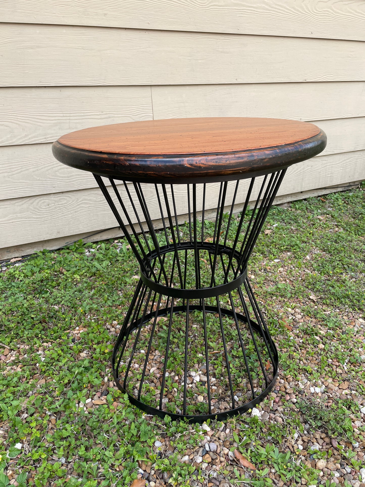 David Marsh 20" Round Refurbished Hour Glass Wire Table