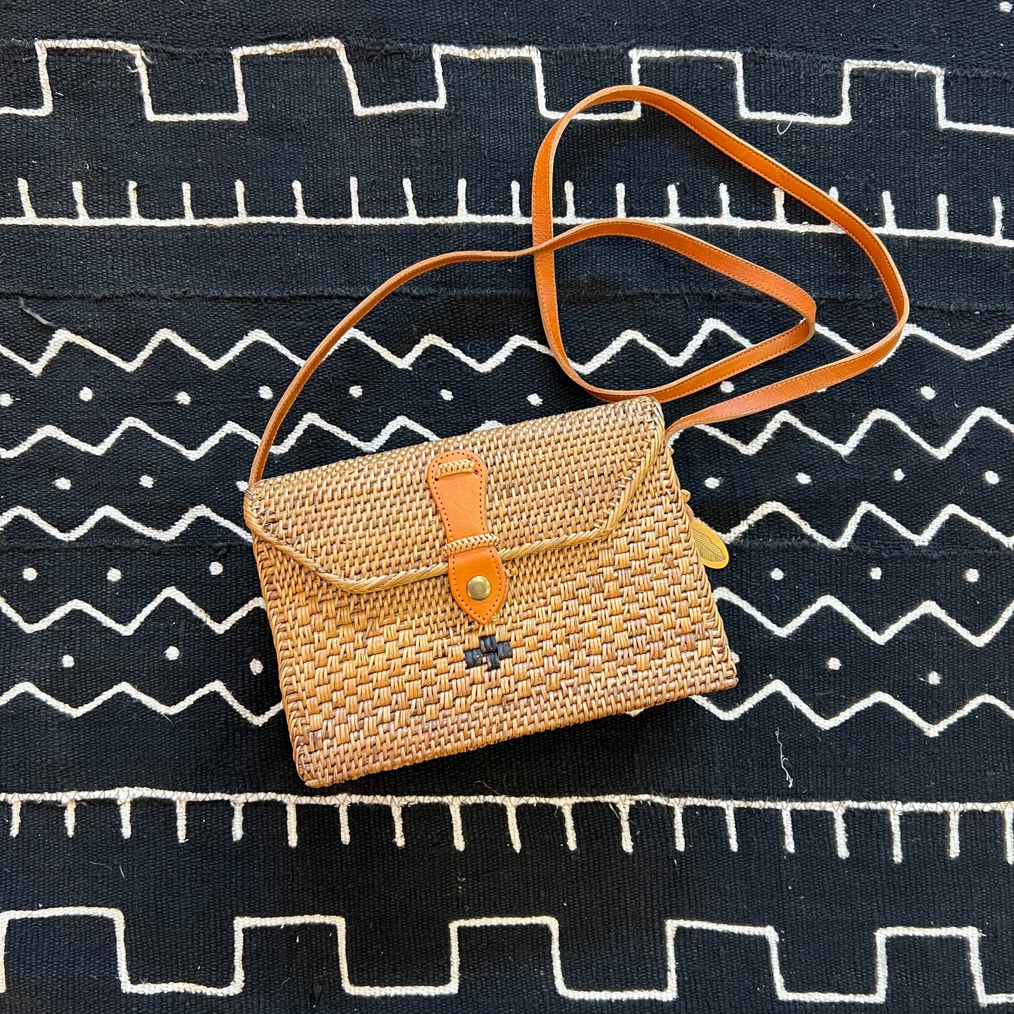 Ata Wicker Rectangle Box Crossbody Bag from Bali