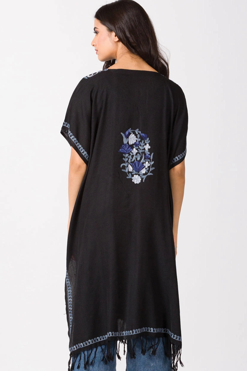 Taisha Embroidered Tunic - Black and Blue