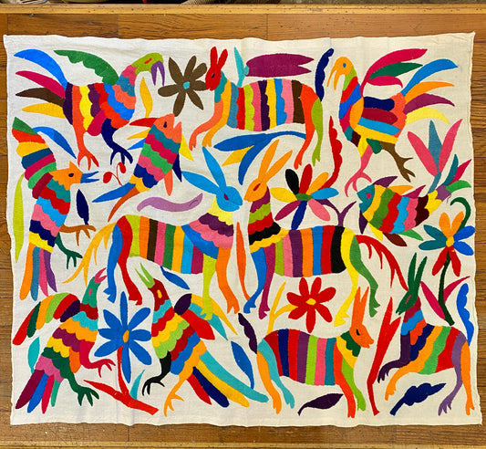 33”x 27”- Otomi Panel Multicolor with Flowers and Animals