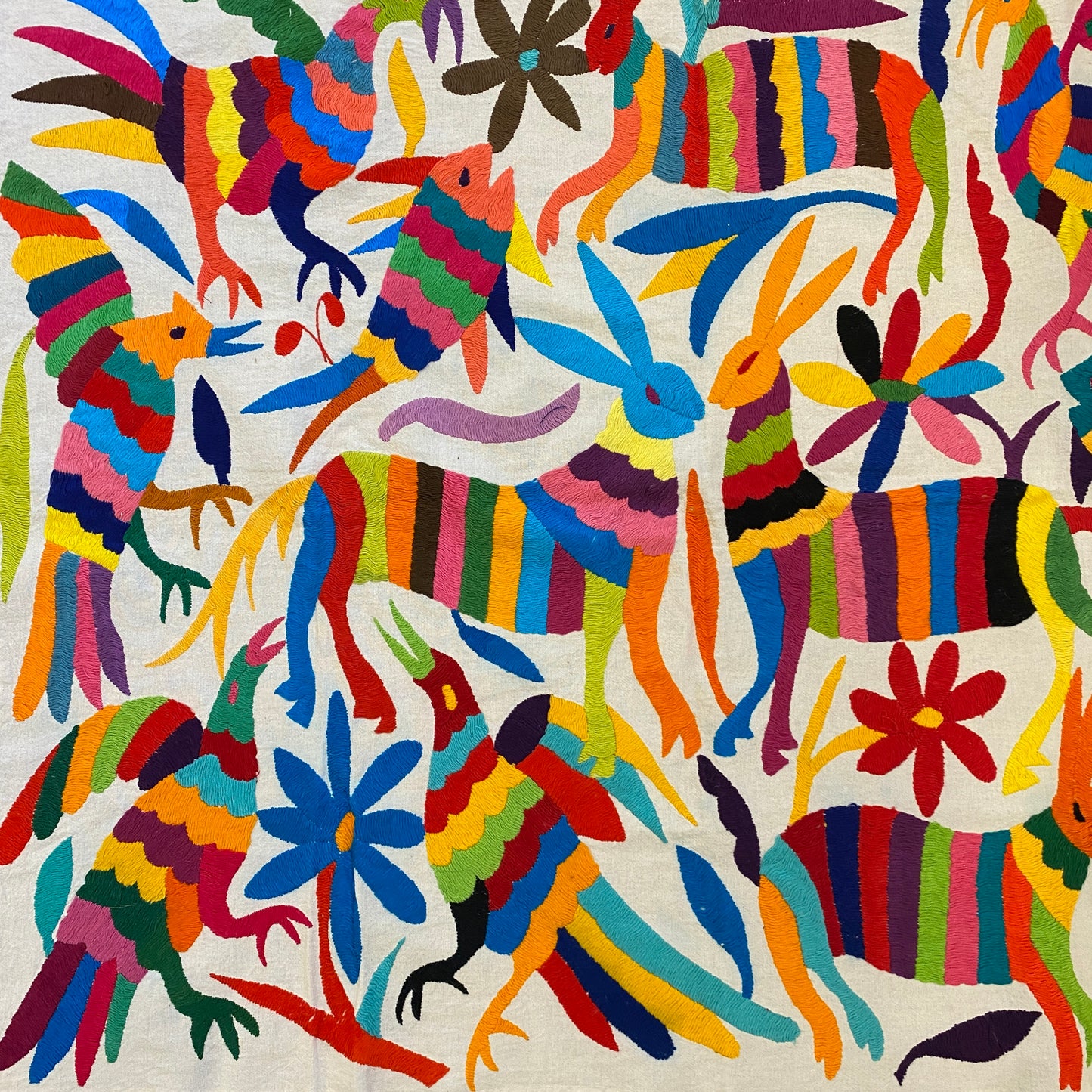 33”x 27”- Otomi Panel Multicolor with Flowers and Animals