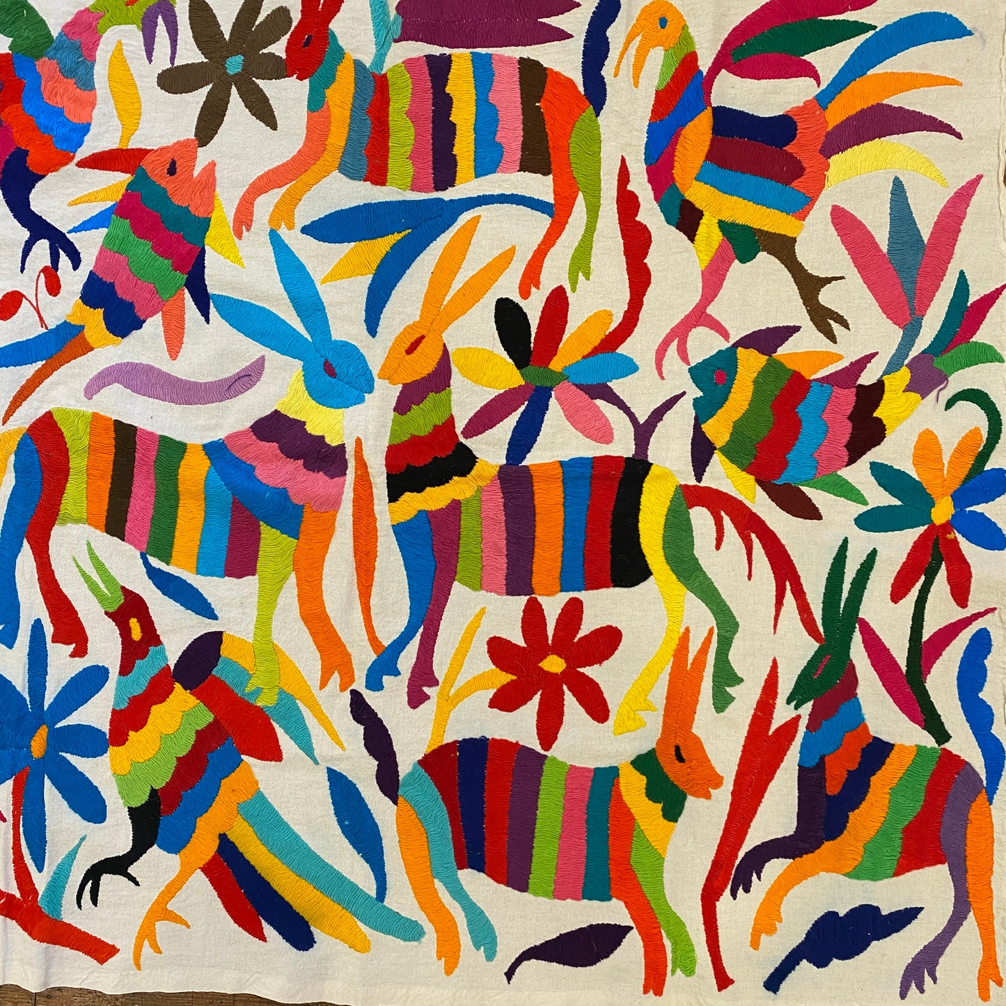 33”x 27”- Otomi Panel Multicolor with Flowers and Animals