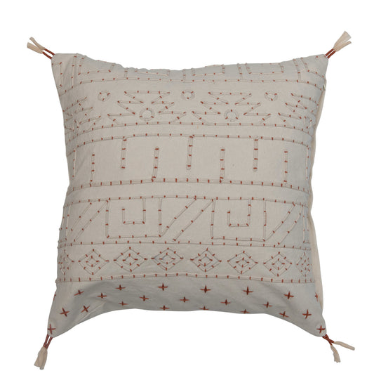 Neutral Sand Pink Embroidered Pillow