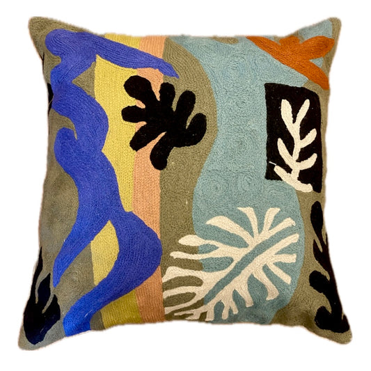 Matisse Leaves Chainstitch Pillow