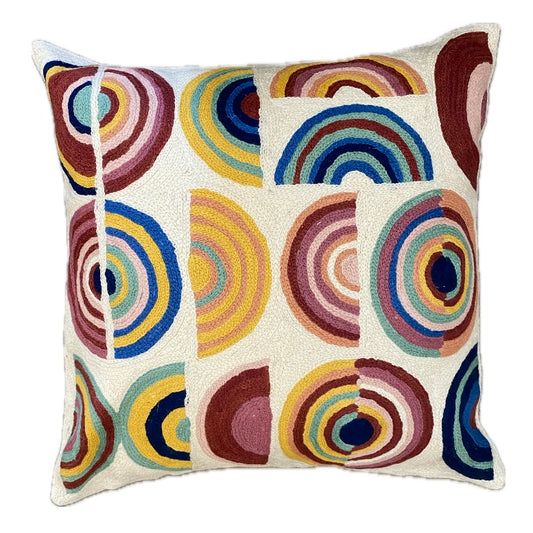 Delaunay Multi Circles Chainstitch Pillow