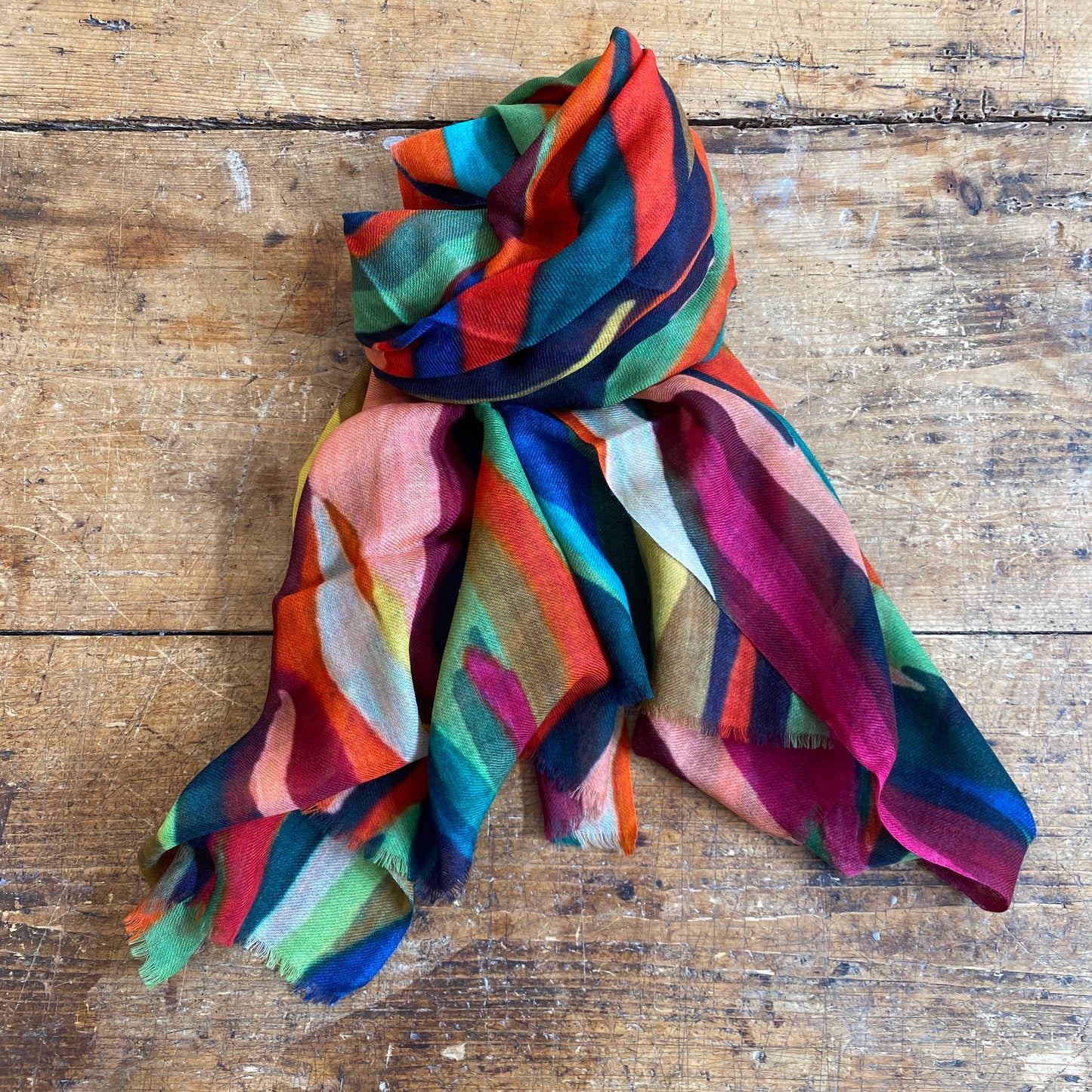 Bold Brushstrokes Woven Wool Scarf