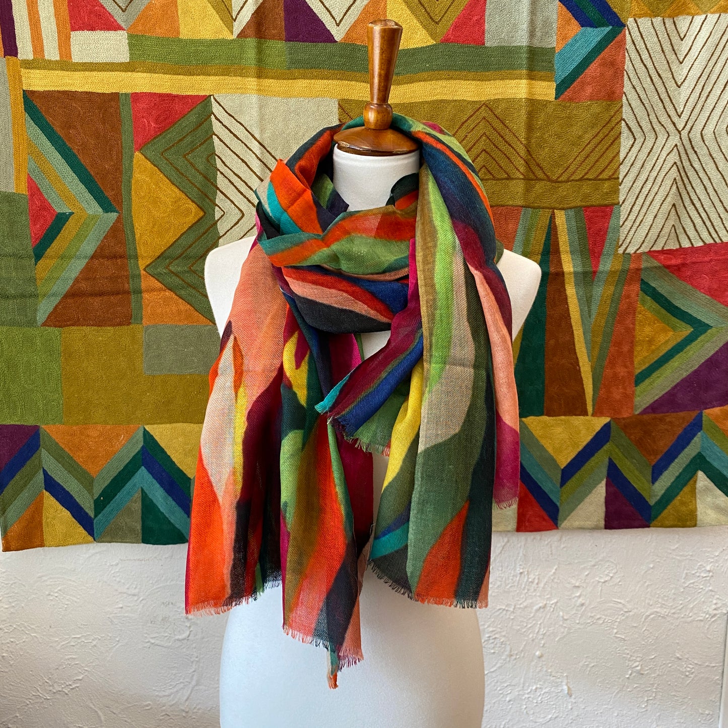 Bold Brushstrokes Woven Wool Scarf