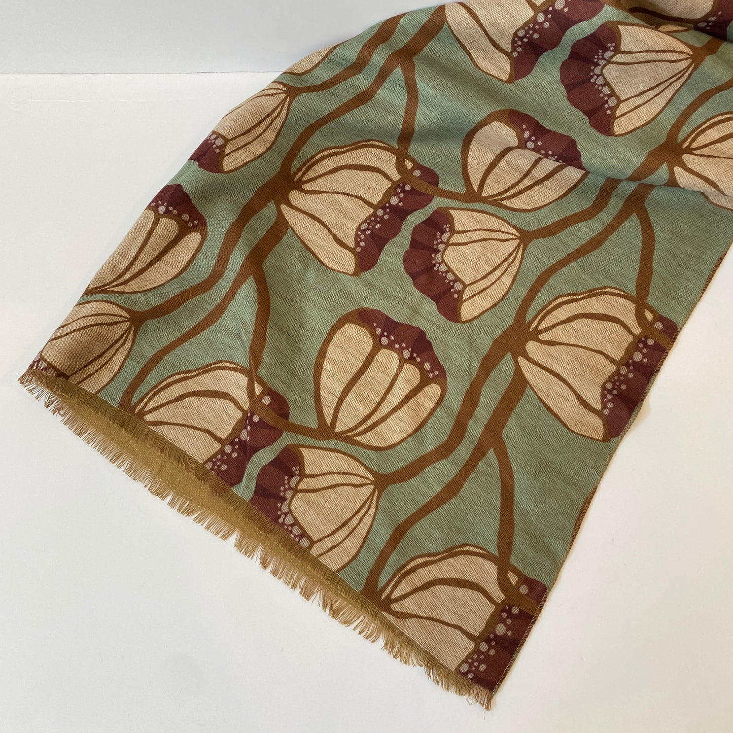 Tulip Green Patterned Scarf