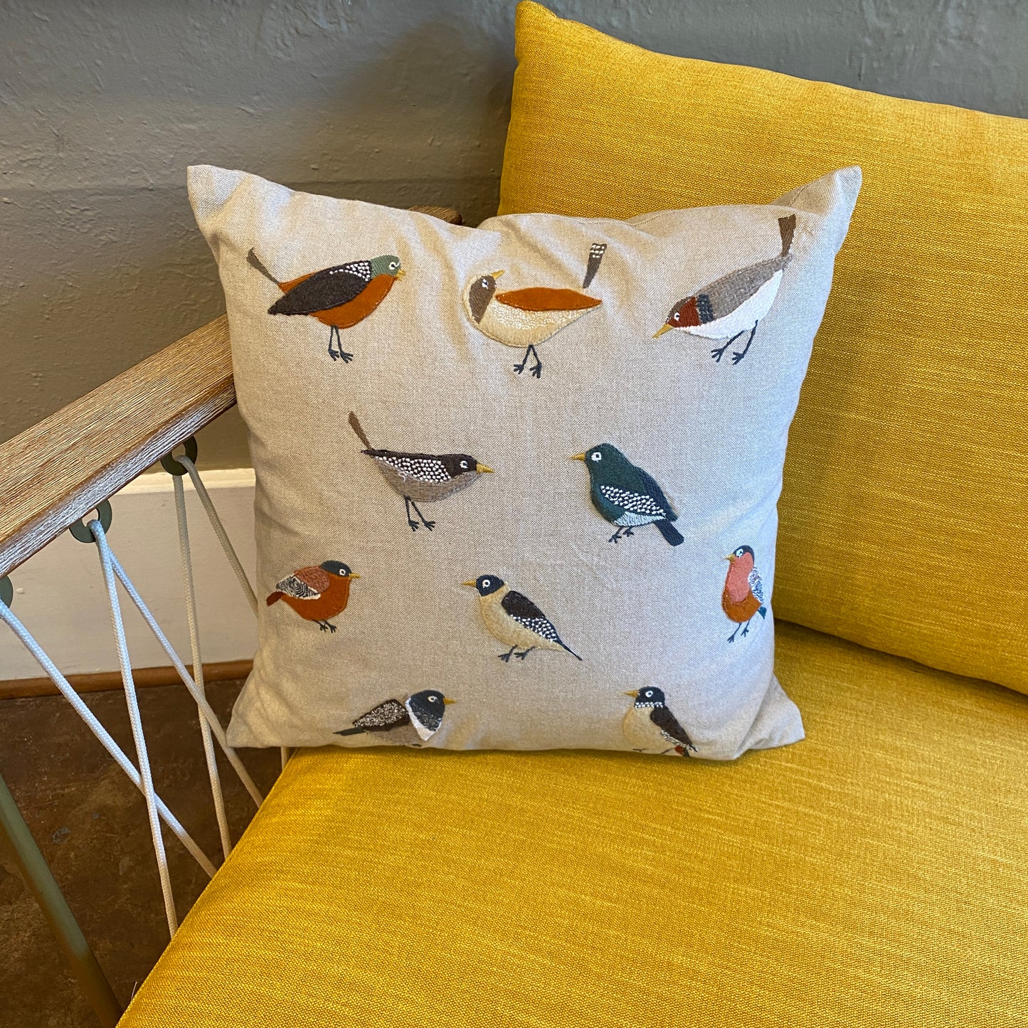 Appliqué and Embroidered Bird Pillow