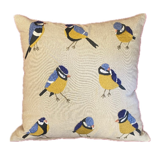 Embroidered Blue Bird Pillow