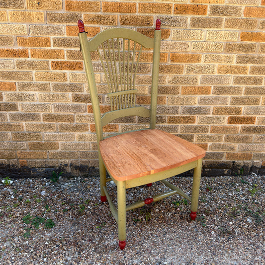 David Marsh Style Painted Chair: Moss and Old Red Wheatback
