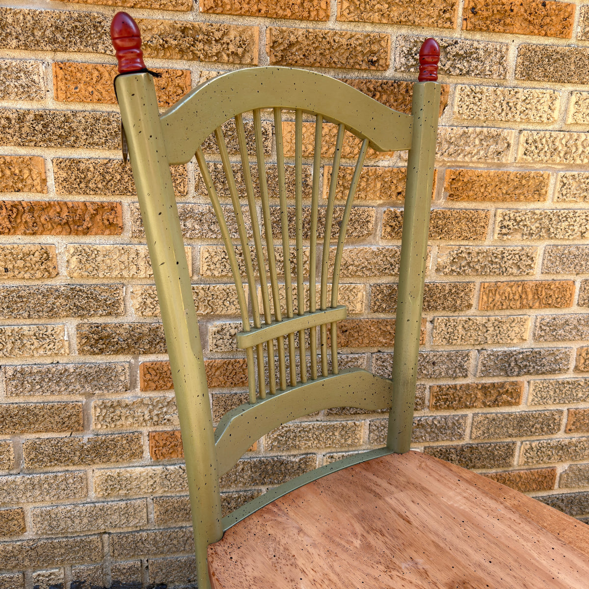 David Marsh Style Painted Chair: Moss and Old Red Wheatback