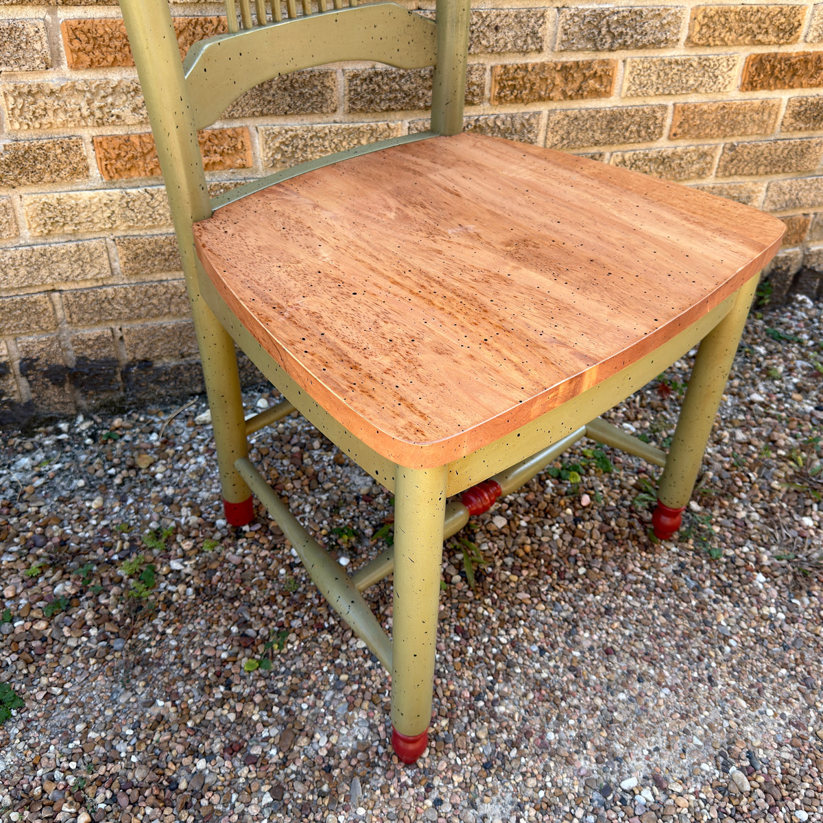 David Marsh Style Painted Chair: Moss and Old Red Wheatback