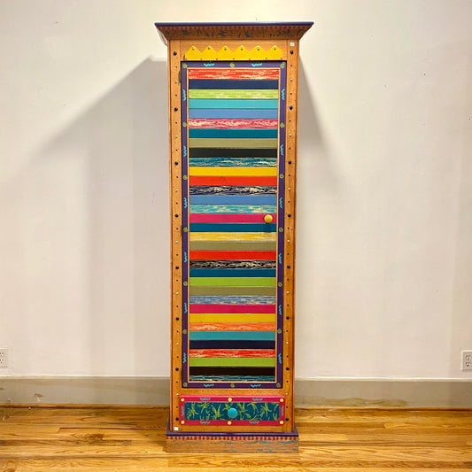 Tommy Lewis Marsh Style Colorful Tall Cabinet with Drawer