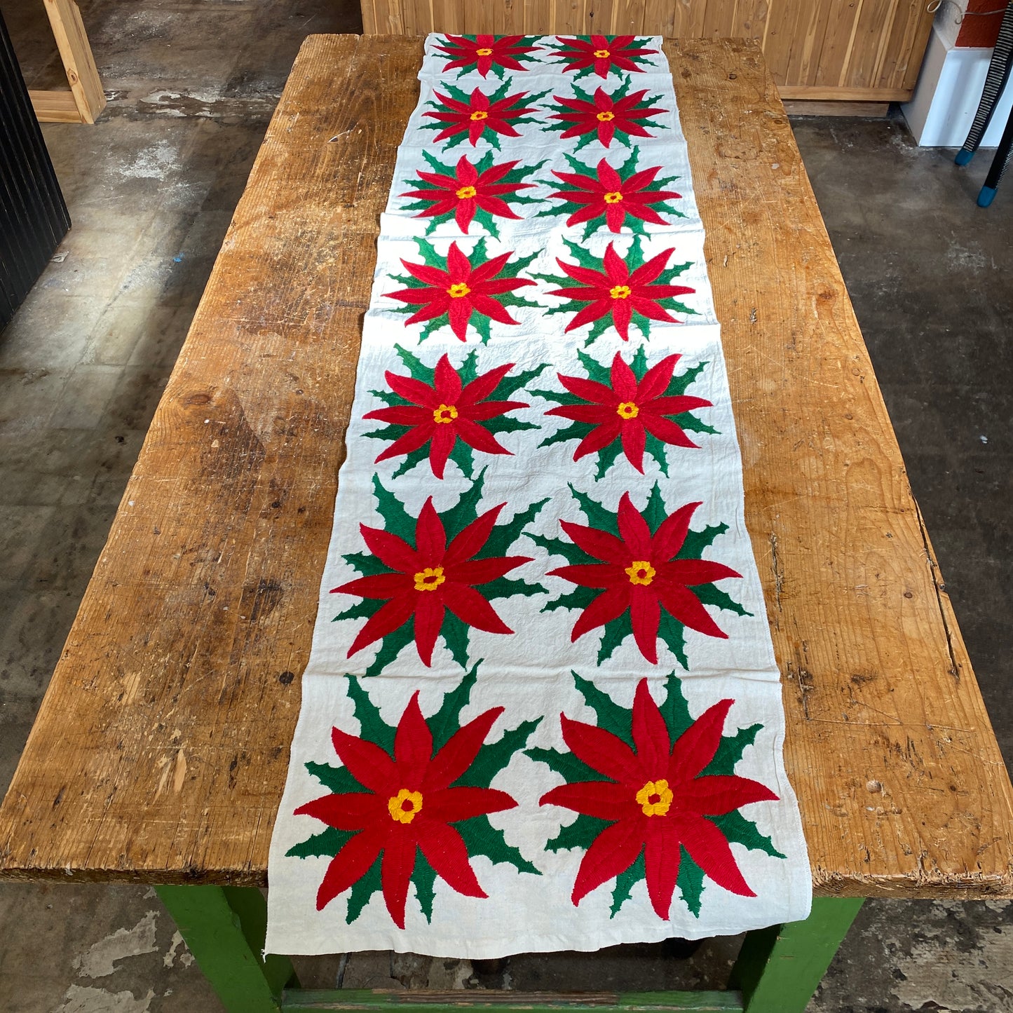 Large Otomi Runner- Poinsettias-E