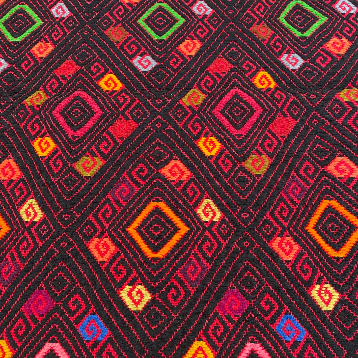 Woven Diamond Table Runners from Mexico - Black and Magenta