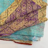Vintage Kantha Throw Blanket - Turquoise and Purple