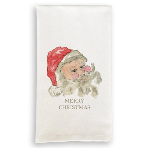 Red Santa Merry Christmas Dish Towel