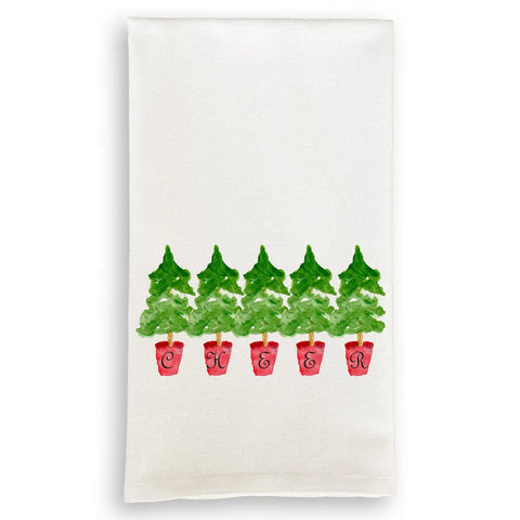 Red Topiary Holiday Dish Towel