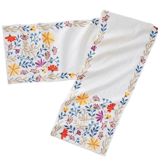 Embroidered Floral Meadow Table Runner