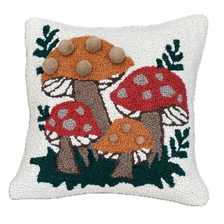 Mushroom Pom Pom Hook Pillow