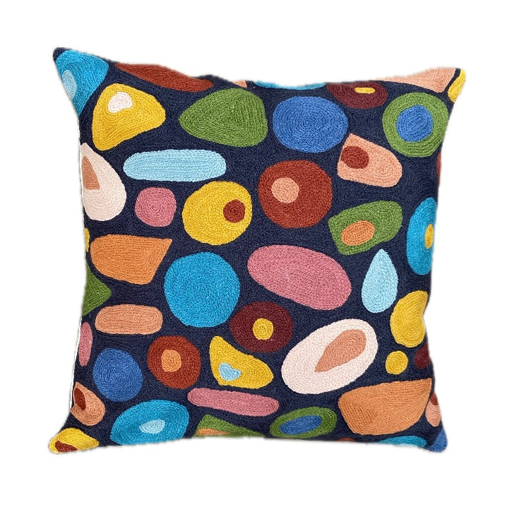 Kandinsky Abstract Chainstitch Pillow - Dark Grey