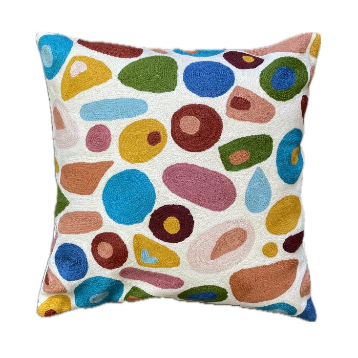 Kandinsky Abstract Chainstitch Pillow - Natural