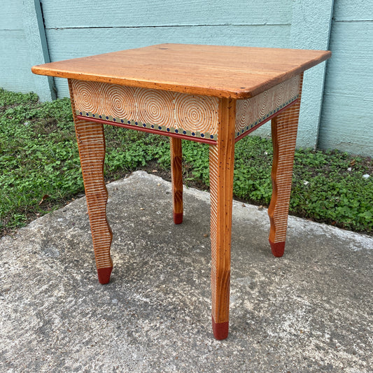 David Marsh 22” Square Side Table with Wavy Legs