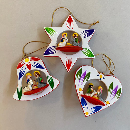 Painted Wooden Nativity Ornaments from Peru