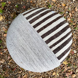 Small Round Ottoman/Footstool-Stripes and Gray