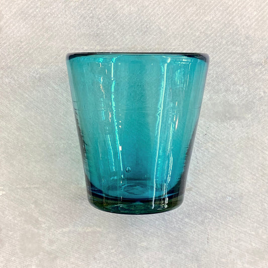 Mexican Glass V-shaped Tumbler - Solid Teal
