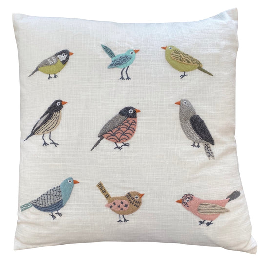 Aviary Bird Pillow - Cream