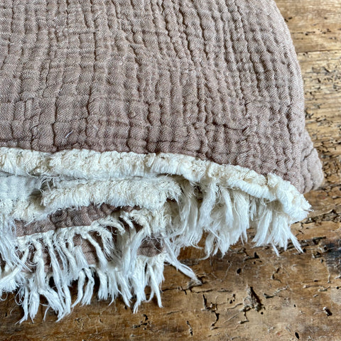 Crinkled Muslin Bed Blanket from Turkey-Braun