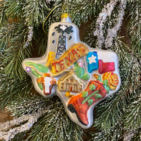 Texas State Glass Ornament