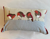 Robins/Birds Grey Lumbar Pillow