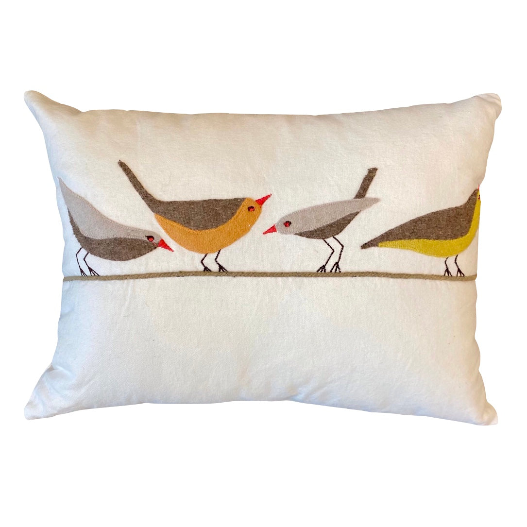 Birds on a Wire Pillow-White