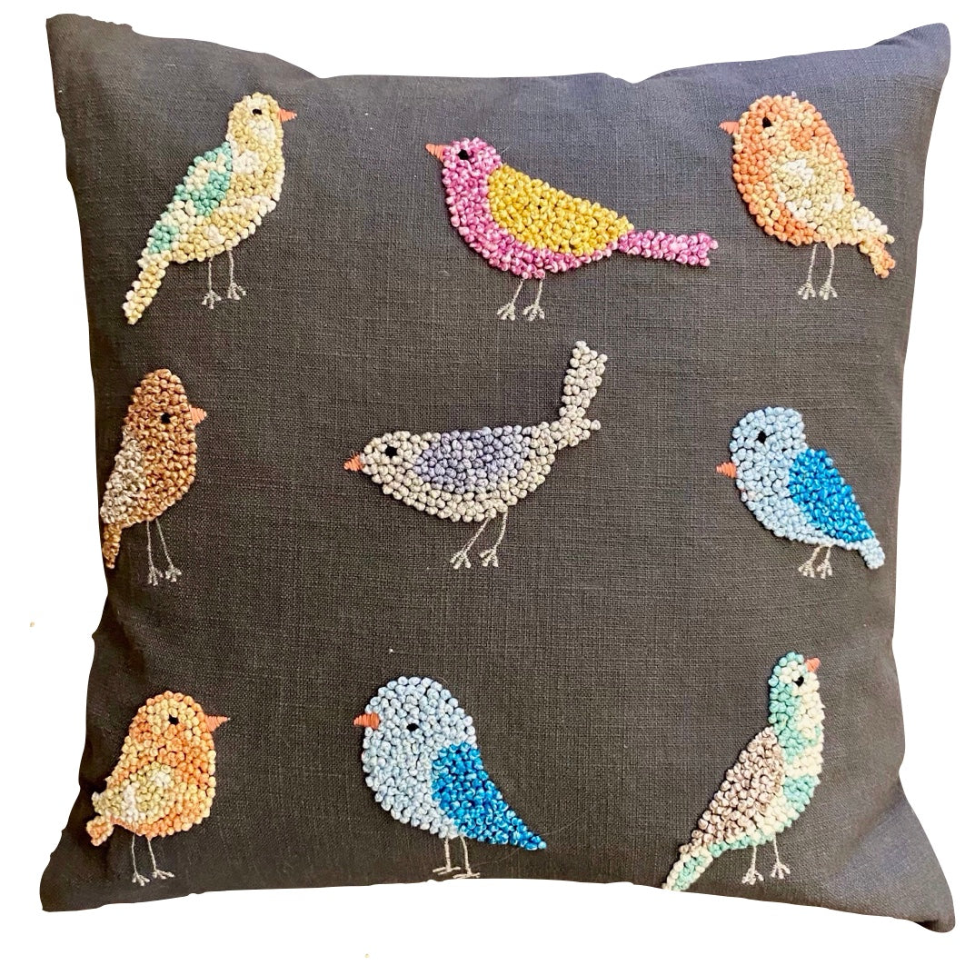 Knotty Birds Pillow-Charcoal