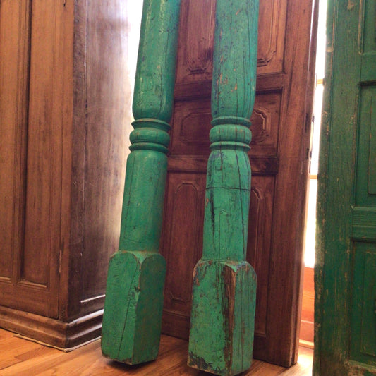 Green Vintage Wooden Column