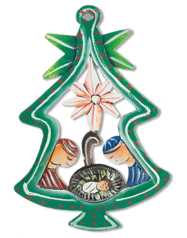 Haitian Metal Nativity Christmas Tree Ornament