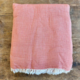Crinkled Muslin Bed Blanket from Turkey- Terracotta