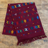 Woven Table Runner with Geometric Design from Guatemala- Burgundy B