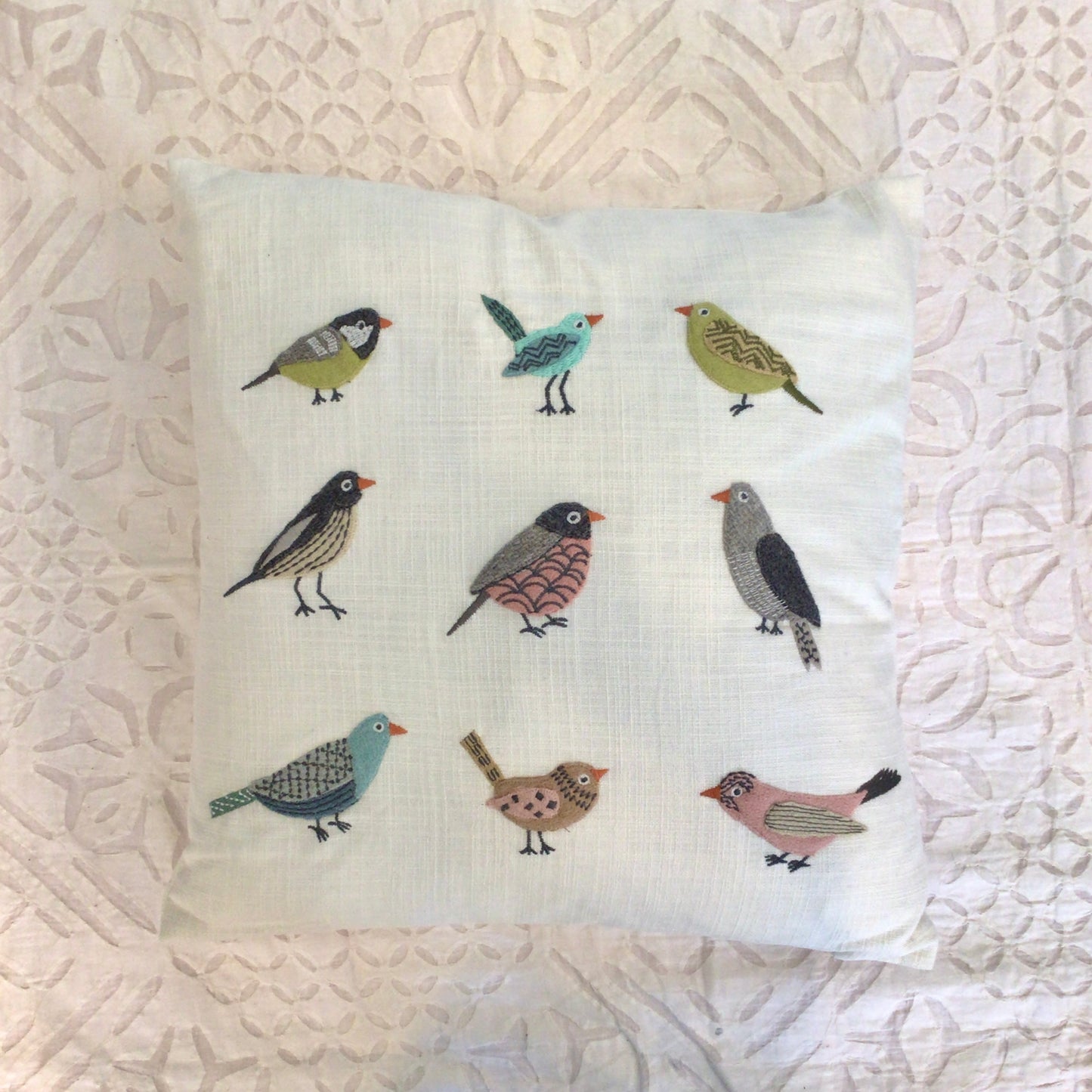 Aviary Bird Pillow - Cream