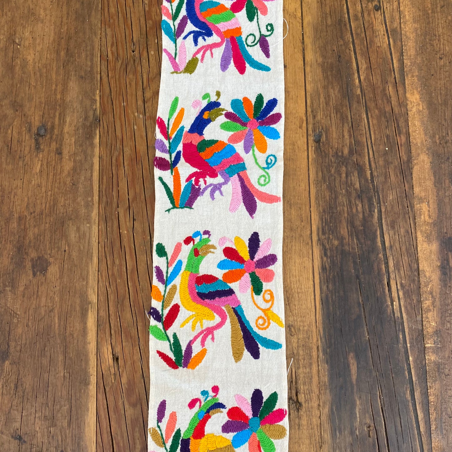 Otomi Mini Panel- Multicolor Animals- 34”x 5”- C