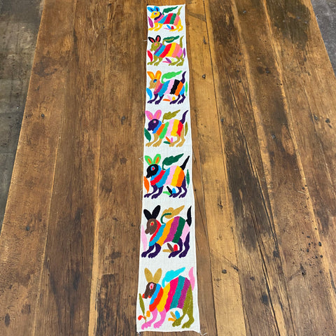 Otomi Mini Panel- Multicolor Animals- 34”x 5”- D