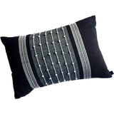 Hand Woven Black Textured Throw Pillow 12”x18”
