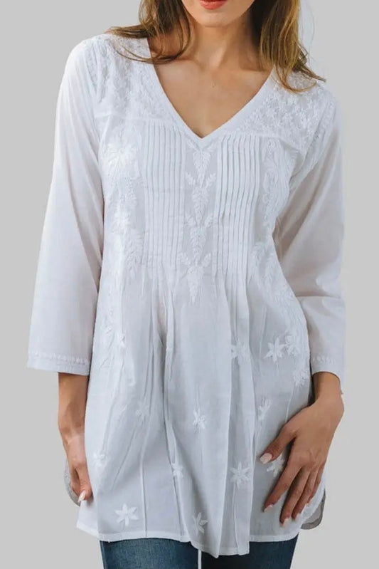 Divya White Embroidered Tunic