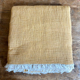 Crinkled Muslin Bed Blanket from Turkey-Mustard