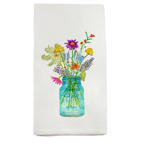 Wildflowers in Mason Jar Dish Towel